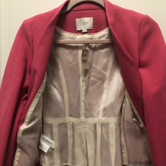 Loft Pink Pleated Work Casual Blazer 0P - Picture 3 of 5